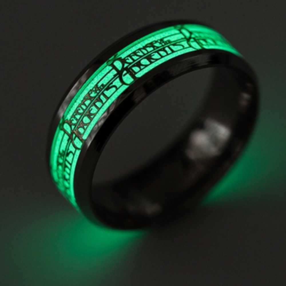 Titanium steel glow in the dark dota ring